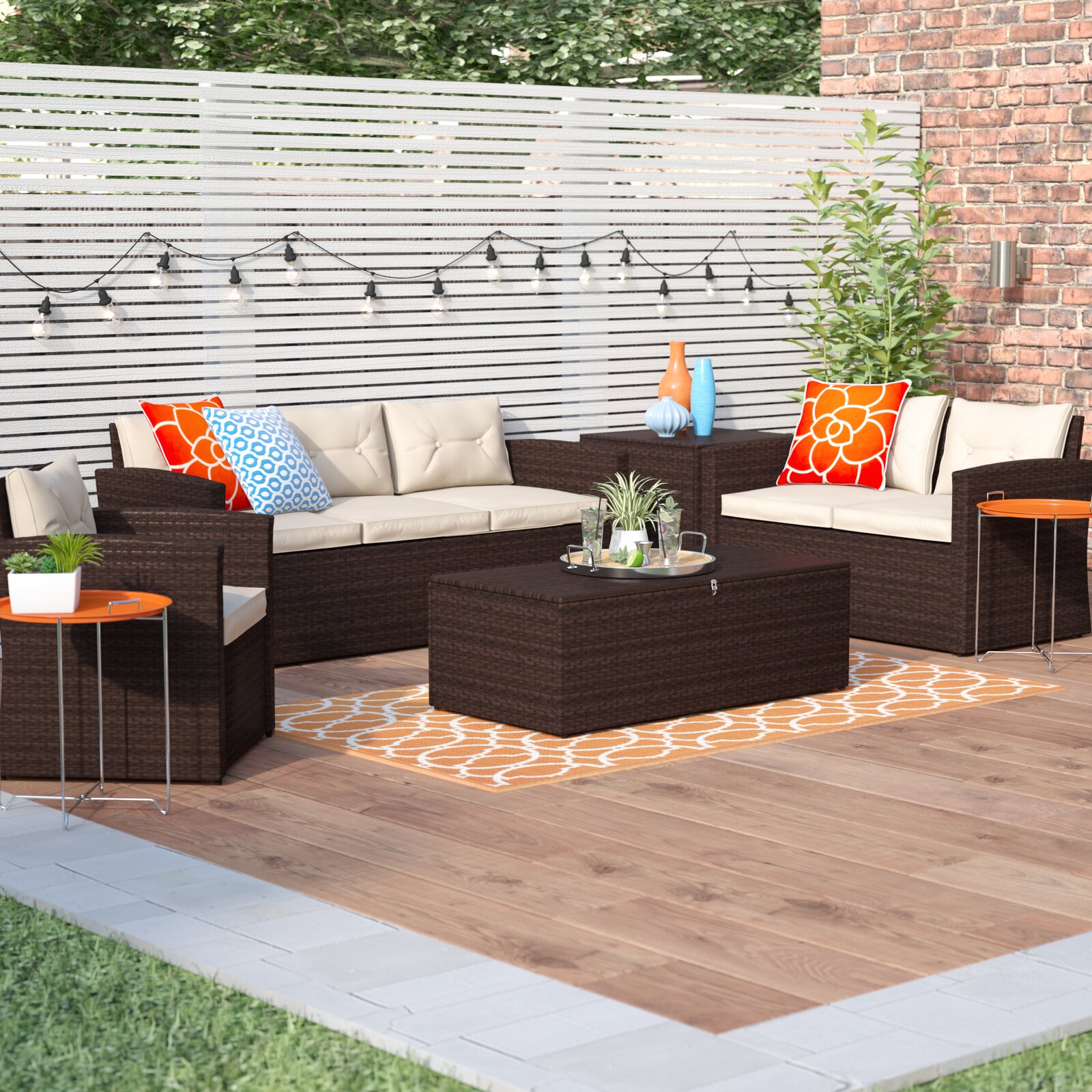 Sol 72 Outdoor? Arlington Polyethylene (PE) Wicker 6 - Person Seating Group with Cushions & Storage & Reviews Sol 72 Outdoor? Arlington Polyethylene (PE) Wicker 6 - Person Seating Group with Cushions & Storage & Reviews